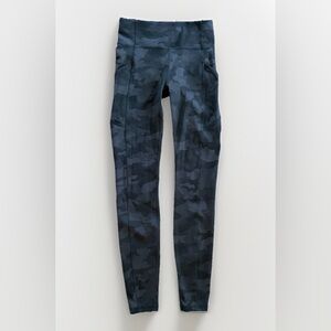 Lululemon Fast & Free High-Rise Leggings Black Camo Size 4 Side Pockets